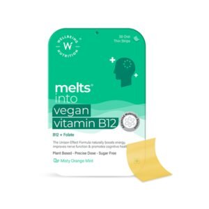 Wellbeing Nutrition Melts Vegan Vitamin B12 Folate, Brahmi, For Brain, Heart and Nervous System Support (30 Strips)